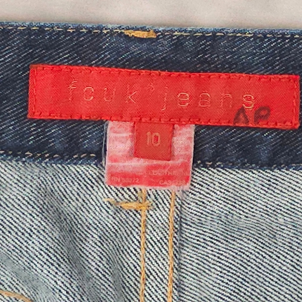 Vintage Y2K FCUK Denim Utility Pencil Skirt Zip Pocket Stretch Dark Wash 10 - Picture 7 of 11